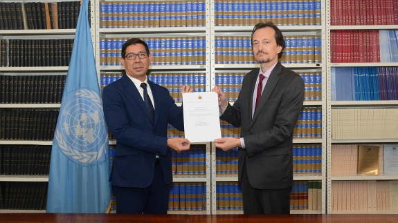 Ratification ceremony (Karlito Nunes, Permanent Representative of Timor-Leste to the UN, and Andrei Kolomoets, Acting Chief, Treaty Section of the UN Office of Legal Affairs)