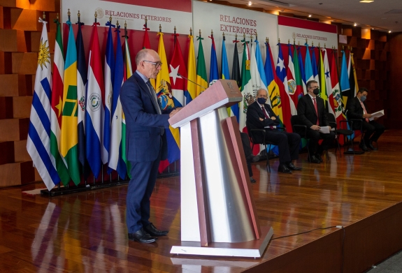 Floyd delivers an address at the commemoration of the 55th anniversary of the Treaty of Tlatelolco in Mexico City