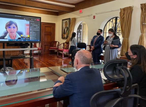 A virtual meeting between Floyd and Adriana Bolaños Argueta, Deputy Minister of Foreign Affairs of Costa Rica