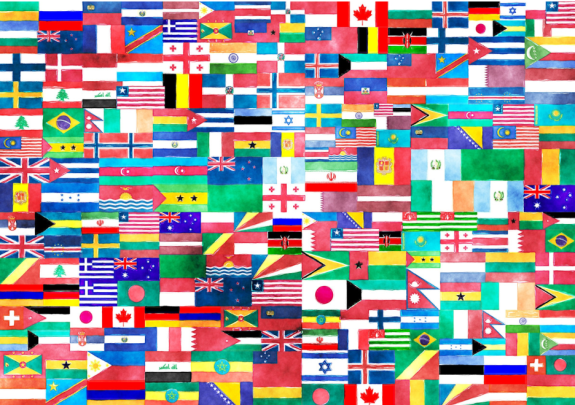 A collage of flags from around the world 