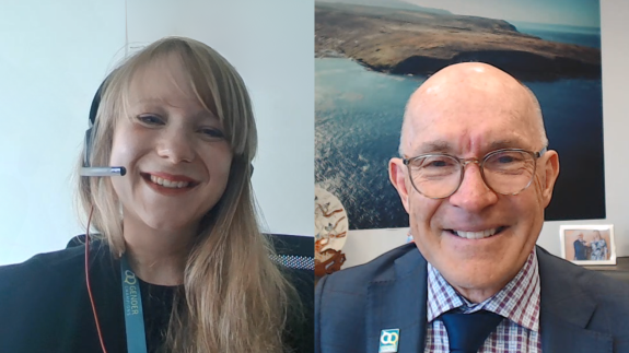 Dr. Floyd and Hannah Reinl in a split screen 