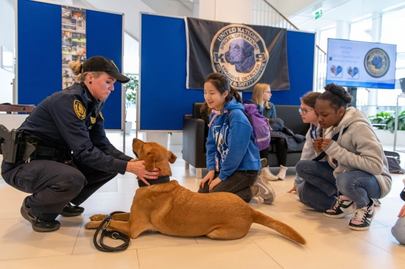 UNOV/UNODC security canine team during Daughters’ Day session