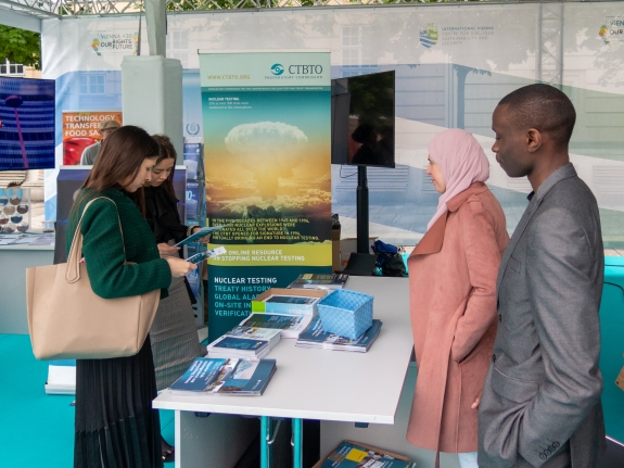 Visitors at CTBTO booth during Vienna+30 Human Rights Fair