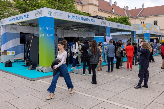 Overview of stands at Open Air Human Rights Fair 