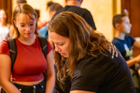 CTBTO Software Engineer Anne Tipka interacting with attendees