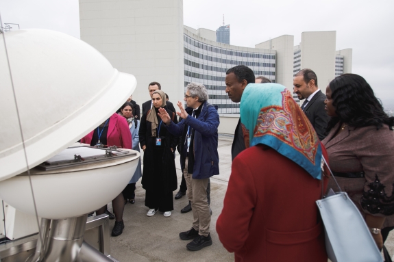 Group of diplomats visit radionuclide station on rooftop of Vienna International Centre (VIC)