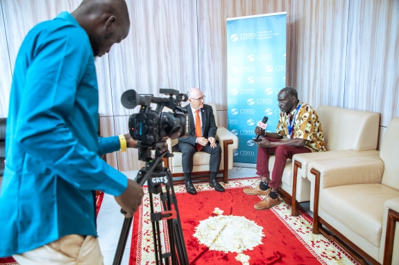 Floyd being interviewed by Gambian media 