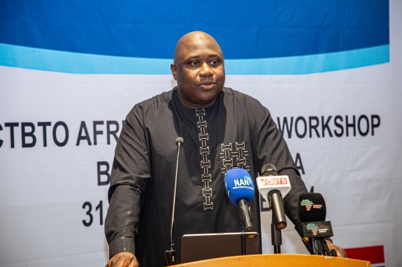 Attorney General and Minister of Justice of Gambia, Dawda A. Jallow delivering statement of support for CTBT during opening session