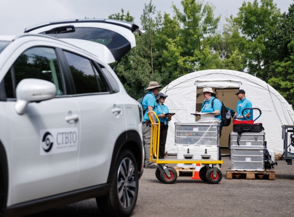 The Inspection Field Team prepares equipment for deployment in the Boo receiving area