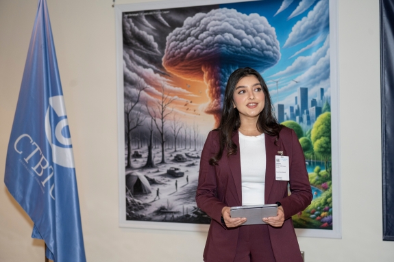 Featured artist Anna Grace Manuel from Canada delivering message