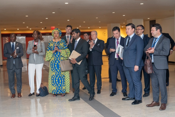 Delegates at exhibit opening at United Nations Headquarters in New York