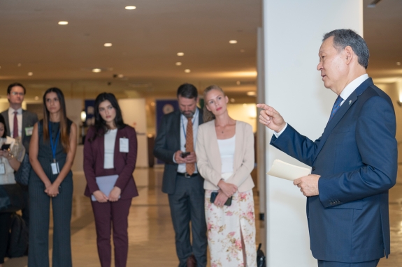 Kazakhstan’s Permanent Representative to UN Kairat Umarov speaking