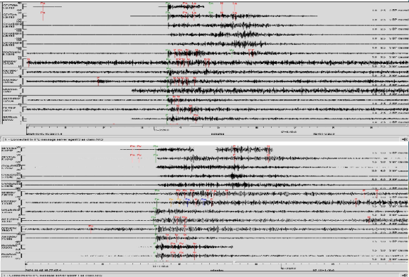 Seismic recordings from two events in Iran on 5 October