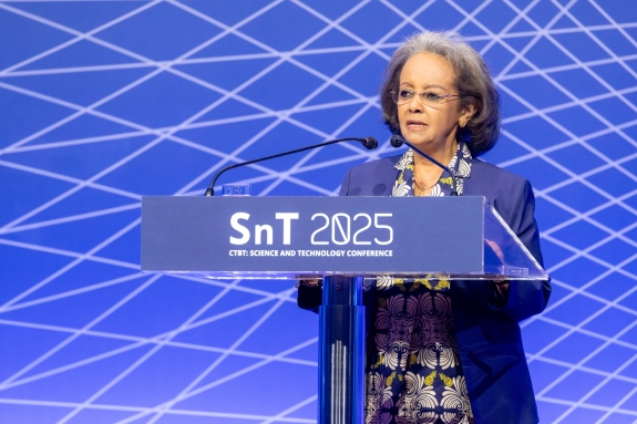Sahle-Work Zewde, former President of Ethiopia and Director-General of United Nations Office at Nairobi delivering remarks 