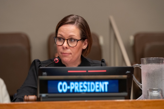 Minister for Foreign Affairs of Sweden, Maria Malmer Stenergard, co-president of Article XIV Conference, delivering address at AFC