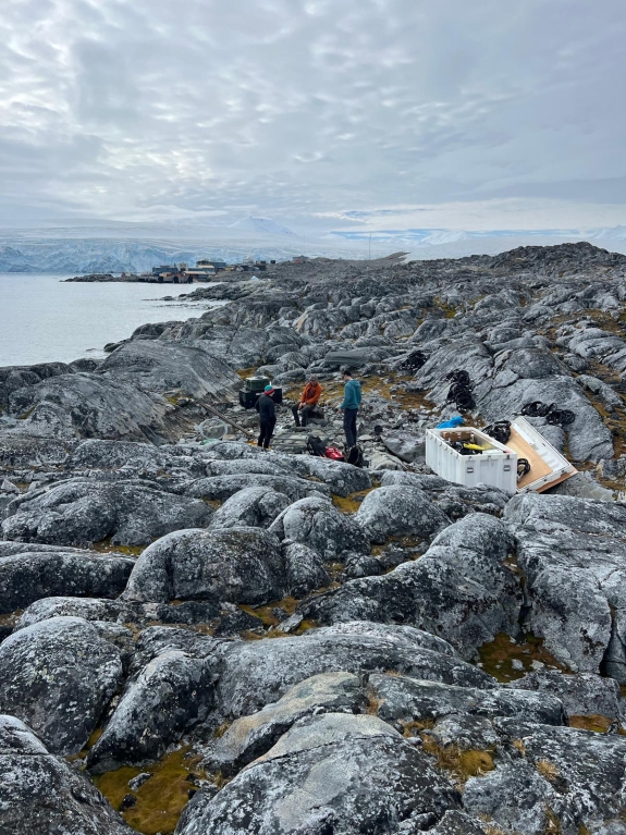 IS54 installation team taking stock of equipment at IS54 H4 element before installation begins