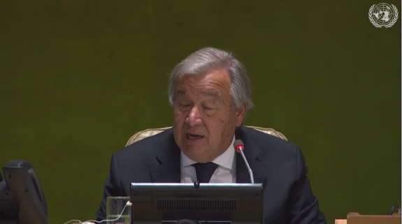 United Nations Secretary-General António Guterres addresses the UN General Assembly